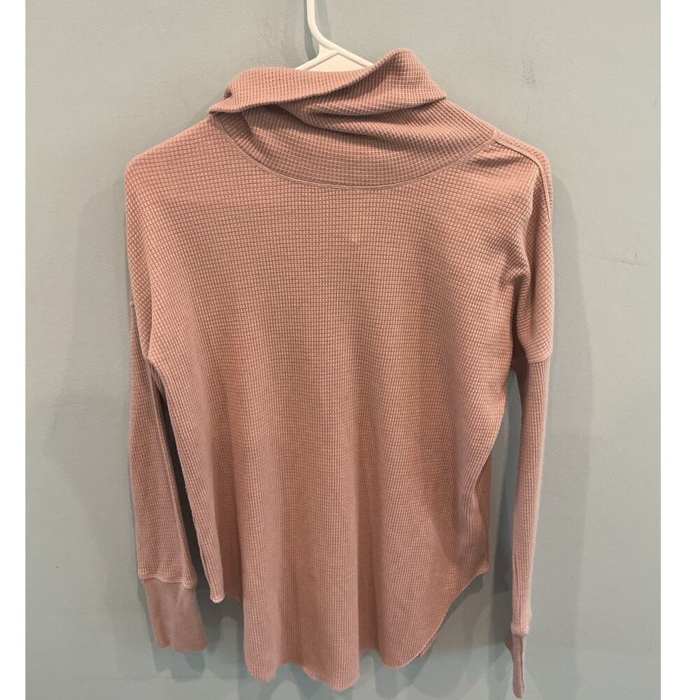 Aritzia The Group Babaton Womens Cowl Neck Thermal Pale Pink XS Waffle Knit Top